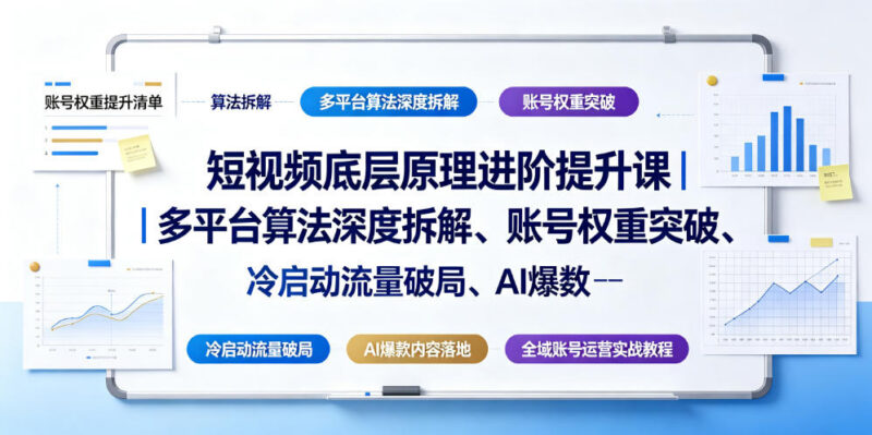 短视频底层运营进阶教程 算法拆解权重突破冷启动AI爆款打造