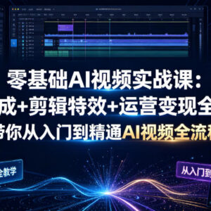 零基础AI视频全流程实战课 从生成剪辑到运营变现全教学-雨叶虚拟资源网