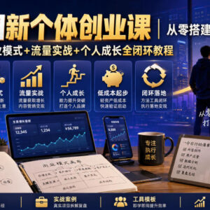 新个体低成本创业全教程 商业思维流量实战全闭环学习指南-雨叶虚拟资源网