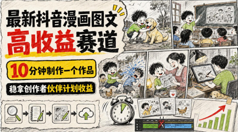 抖音漫画图文高收益赛道实操 10分钟做作品拿创作者伙伴计划收益