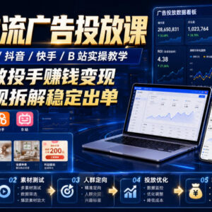 腾讯抖音快手B站广告投放实操课 投手变现全流程拆解教学-雨叶虚拟资源网