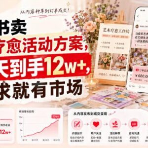 小红书售卖艺术疗愈活动方案 低门槛轻副业实操玩法分享-雨叶虚拟资源网
