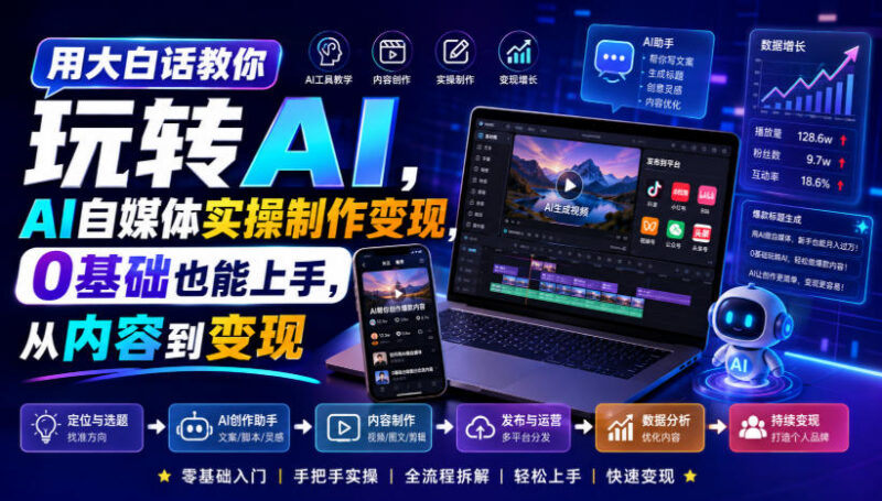0基础可上手AI自媒体实操指南 从内容制作到变现全流程解析
