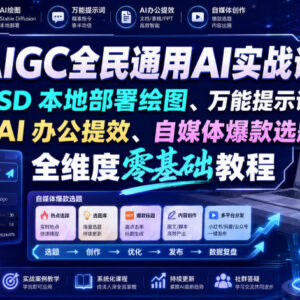 零基础AIGC通用实战课 SD部署AI办公自媒体选题全流程教学-雨叶虚拟资源网