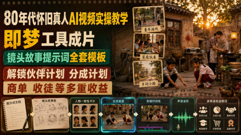 80年代怀旧真人AI视频实操教学 即梦工具用法与变现路径指南