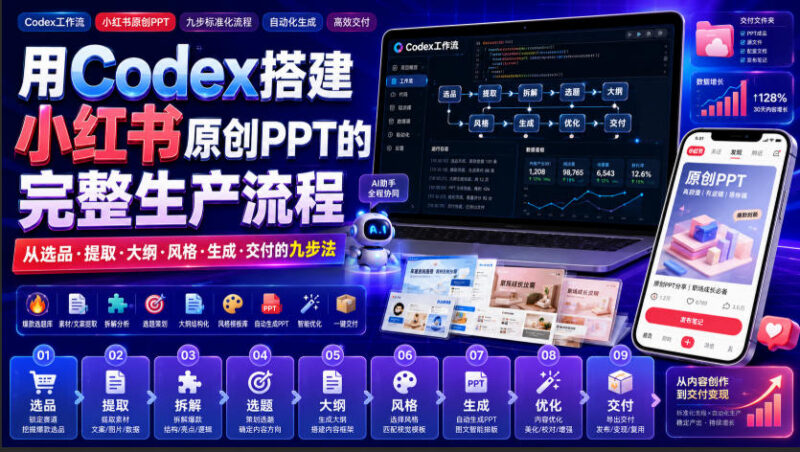 使用Codex搭建小红书原创PPT全流程 9步实现从选品到交付
