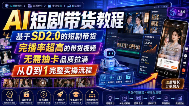 基于SD2.0的AI短剧带货实操教程 高完播视频制作全指南
