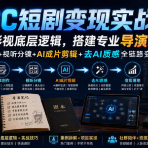 AIGC短剧变现实战营 剧本分镜剪辑去AI质感全链路实操教学-雨叶虚拟资源网