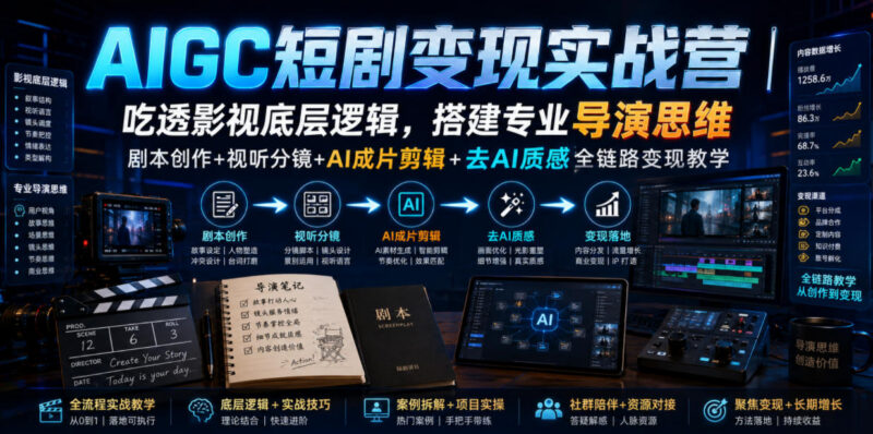 AIGC短剧变现实战营 剧本分镜剪辑去AI质感全链路实操教学