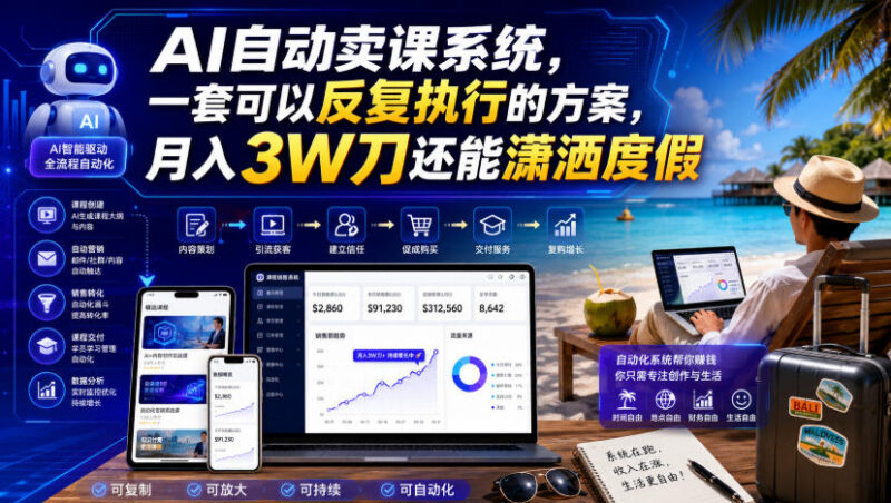 AI自动卖课系统实操教程 掌握Meta广告漏斗搭建被动营收体系