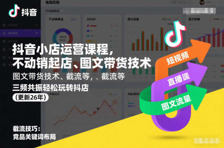 2026年8月更新抖音小店运营课 含不动销起店图文带货等实操技巧
