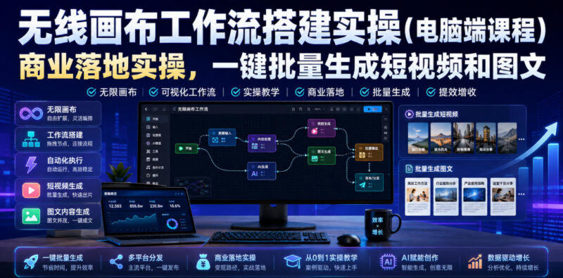 无线画布工作流电脑端实操教程 批量生成短视频图文商用方法