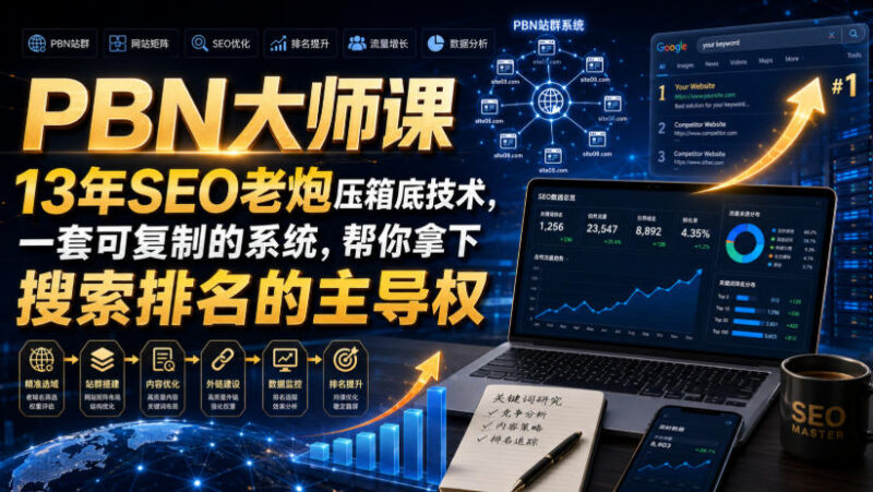 13年SEO老炮实操PBN大师课 可复制搜索排名提升系统教程