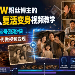 32万粉抖音博主亲授AI亲人复活视频制作 涨粉变现实操教程-雨叶虚拟资源网
