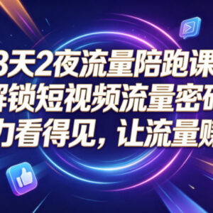 3天2夜短视频流量陪跑课 账号搭建到AI创作涨粉变现全教学(更新0810)-雨叶虚拟资源网
