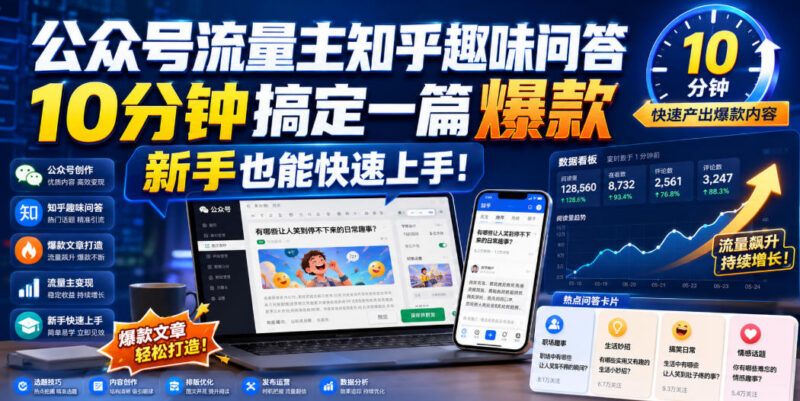 公众号流量主知乎趣味问答玩法 新手10分钟可产出爆款内容