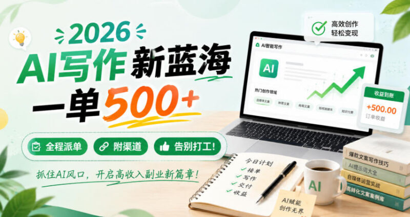 2026年AI写作蓝海接单项目解析 附派单渠道 低门槛可副业增收