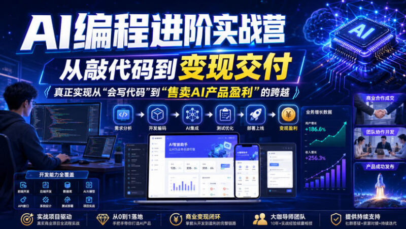 AI编程进阶实战营 从代码开发到AI产品盈利全流程教学