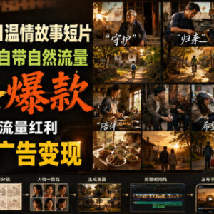 AI温情故事短片赛道实操教学 零基础可上手 涨粉变现全攻略-雨叶虚拟资源网
