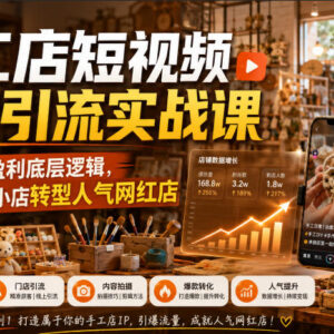 手工店短视频运营引流实战课 助力实体小店获客转型人气网红店-雨叶虚拟资源网