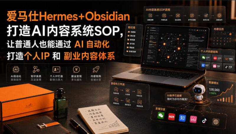 爱马仕Hermes搭配Obsidian搭建AI内容系统SOP 打造个人IP副业内容体系