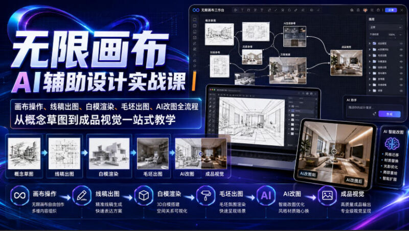 无限画布AI辅助设计实战课 从草图到成品全流程实操教学