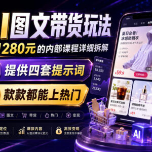 AI图文女装带货内部玩法拆解 附配套课程及提示词可上手实操-雨叶虚拟资源网