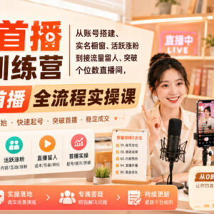 零基础新人直播首播训练营 从账号搭建到破个位数直播间实操课-雨叶虚拟资源网