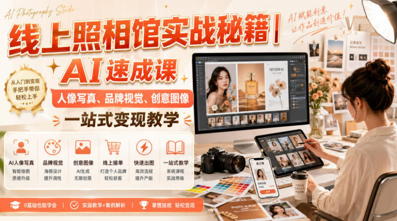 AI线上照相馆实战课程 人像写真品牌视觉创作变现教学