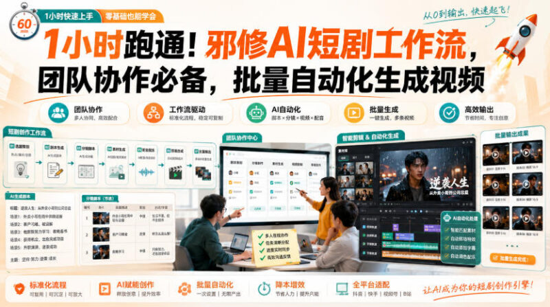 1小时跑通AI短剧自动化工作流 团队批量生成视频实操技巧