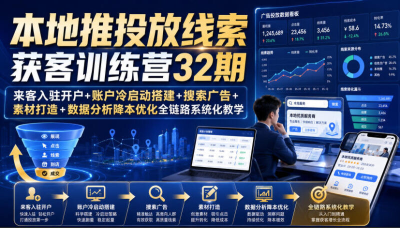 2026年8月新版巨量本地推训练营 全链路获客投放实操教学