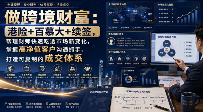 跨境财富实操课程解析 助理财师吃透市场变化打造可复制成交体系