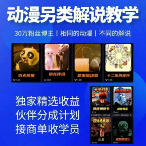 30万粉动漫博主亲授另类解说教程 零基础可学含全链路变现路径-雨叶虚拟资源网