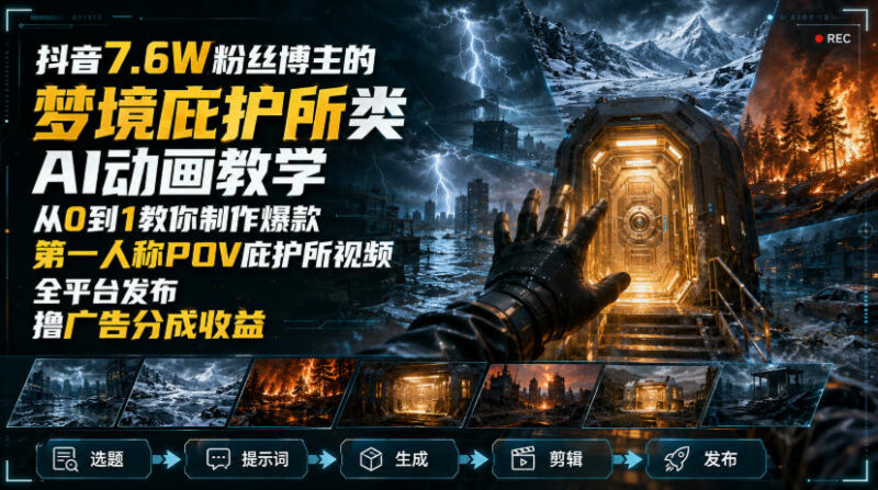 7.6万粉抖音博主亲授 梦境庇护所AI动画从0到1制作变现方法