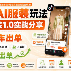 抖音AI女装1.0实战玩法 无需出镜直播剪辑靠自然流挂车出单-雨叶虚拟资源网