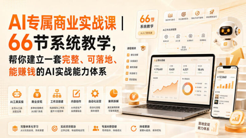 66节AI商业实战系统课 搭建可落地变现的AI实战能力体系