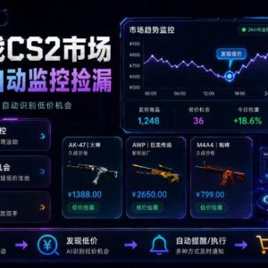 CS2游戏饰品24小时自动监控捡漏项目 低门槛操作盈利指南-雨叶虚拟资源网