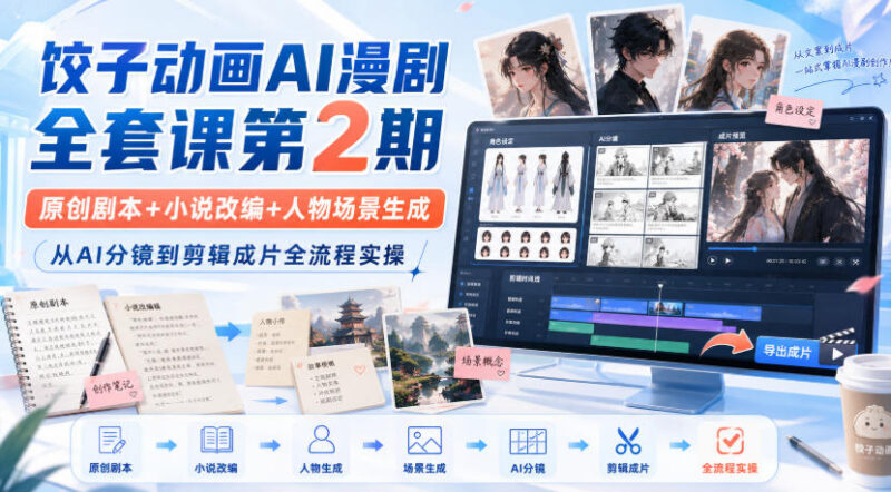 饺子动画AI漫剧全套课第2期 从剧本创作到成片全流程实操教学