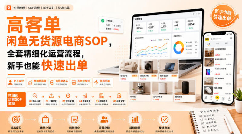 高客单闲鱼无货源电商运营SOP 精细化全流程新手也能快速出单