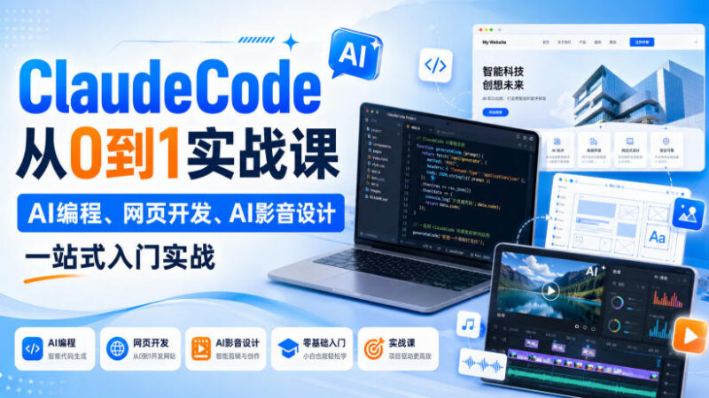 ClaudeCode从0到1实战课 AI编程网页开发AI影音设计一站式入门