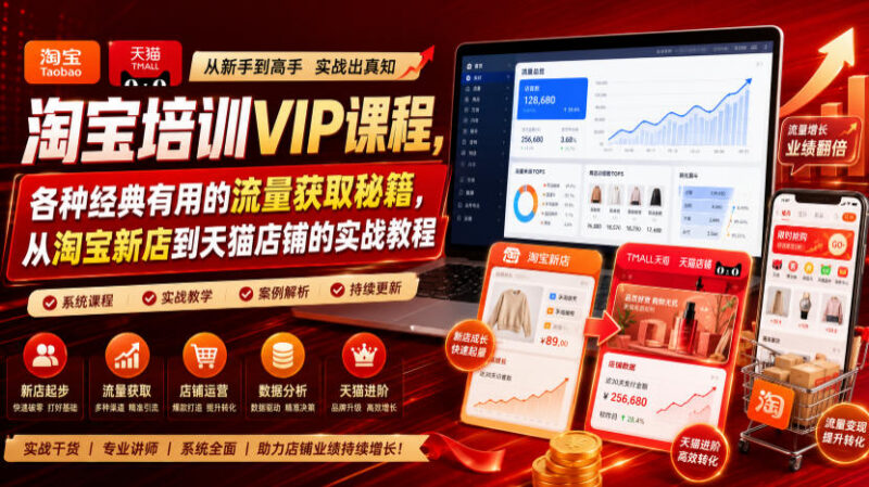 淘宝天猫运营VIP培训课程 从新店到爆款流量获取实战教程