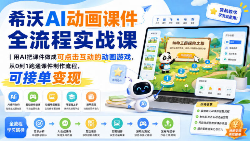 希沃AI动画课件全流程实战课 0基础掌握制作方法可接单变现
