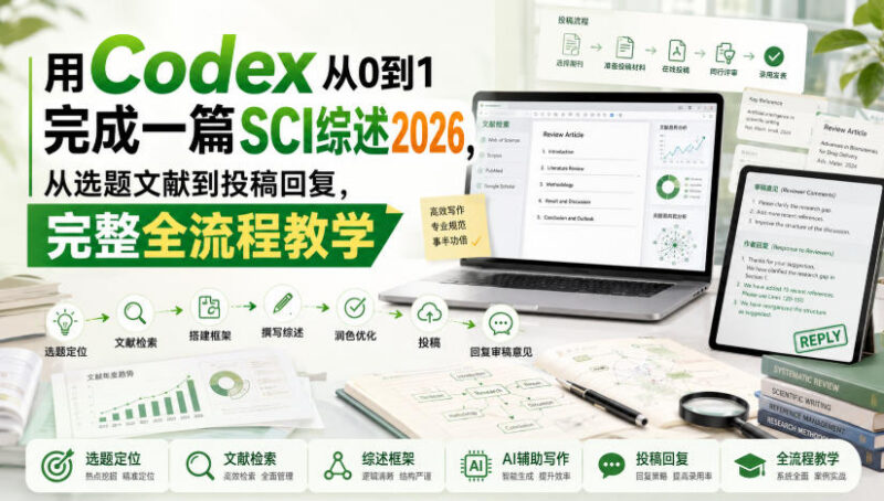 2026版Codex辅助SCI综述写作 从选题到返修全流程实操教学