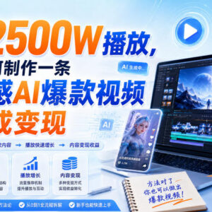 7天获2500万播放 高质感AI爆款视频制作与变现全流程-雨叶虚拟资源网