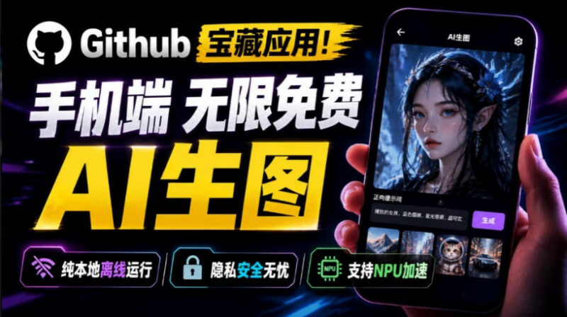 Github3.1k星免费安卓AI生图应用 纯离线运行无限制支持NPU加速