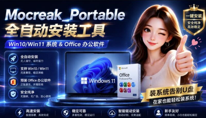 Mocreak工具使用指南 无需U盘自动安装Win10/11及Office方法