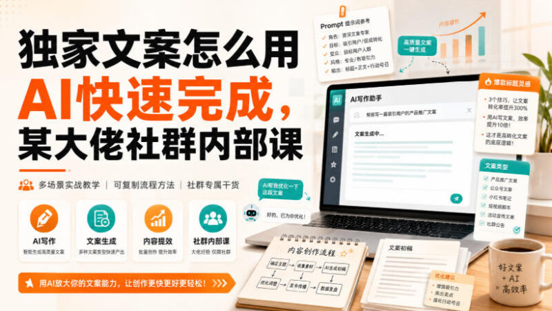AI快速撰写独家文案实操技巧 大佬社群内部课程内容分享