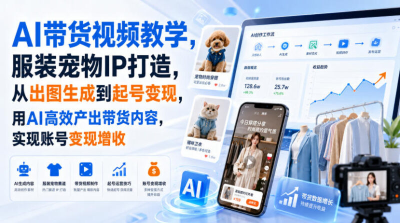 AI带货视频制作教程 服装宠物IP打造从出图到起号变现全攻略