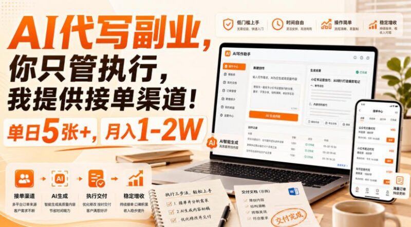 AI代写副业操作方法及接单渠道分享 低门槛增收入门指南
