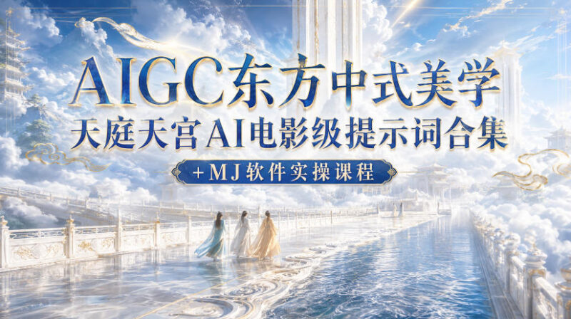 AIGC东方中式美学天宫提示词合集 含MJ软件实操教学课程